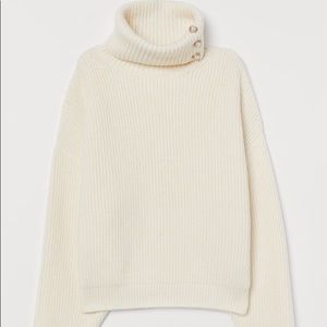 H&M Textured Knit Sweater with Pearl Detail